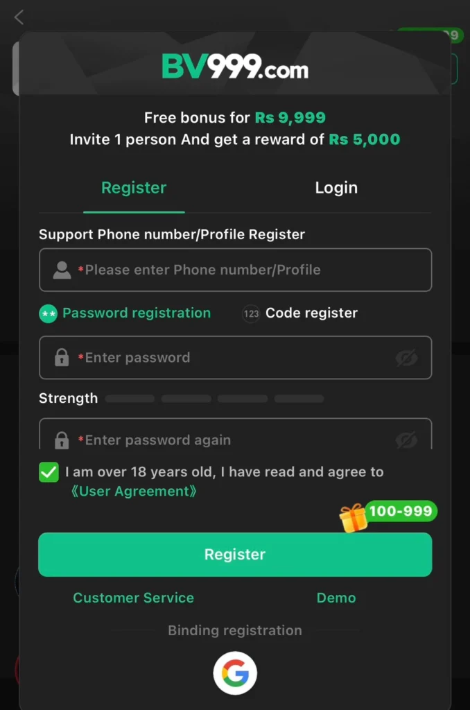 registration. BV999 game apk download