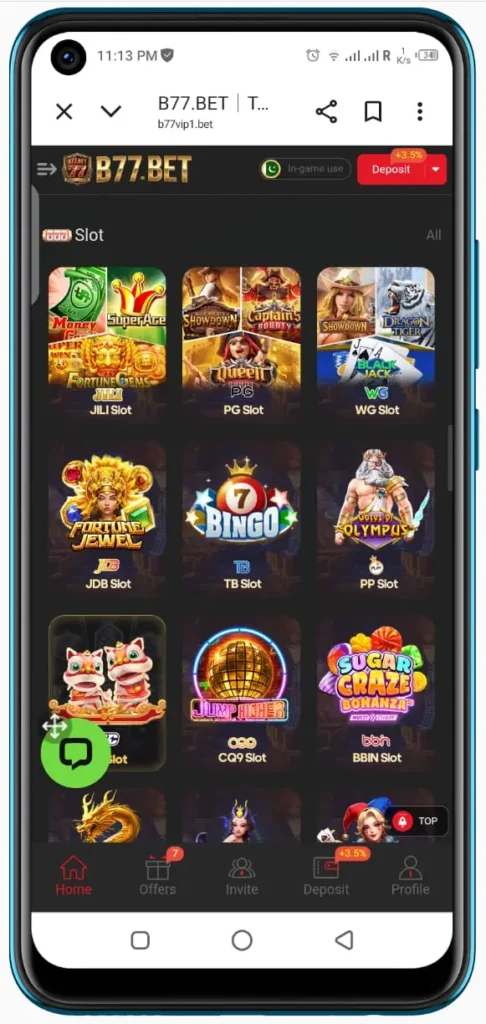 game collection in b77.bet apk