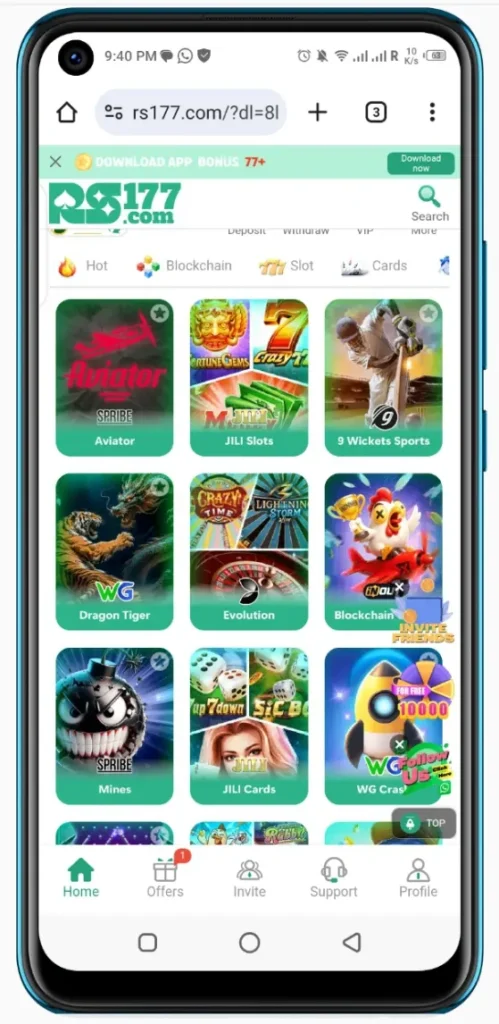 RS177 APK games included in the app
