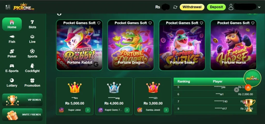 pkrone main dashboard