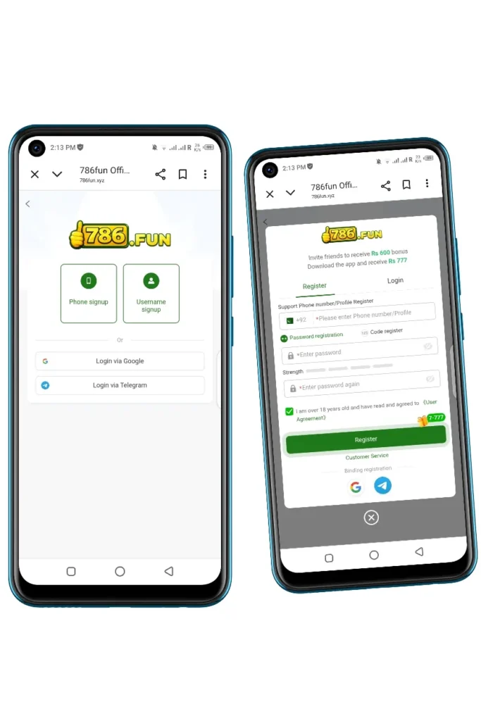 786 Fun APK registration and login process in Pakistan