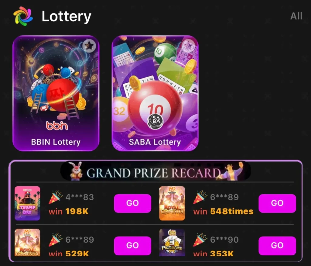 lottery in k6 game APK