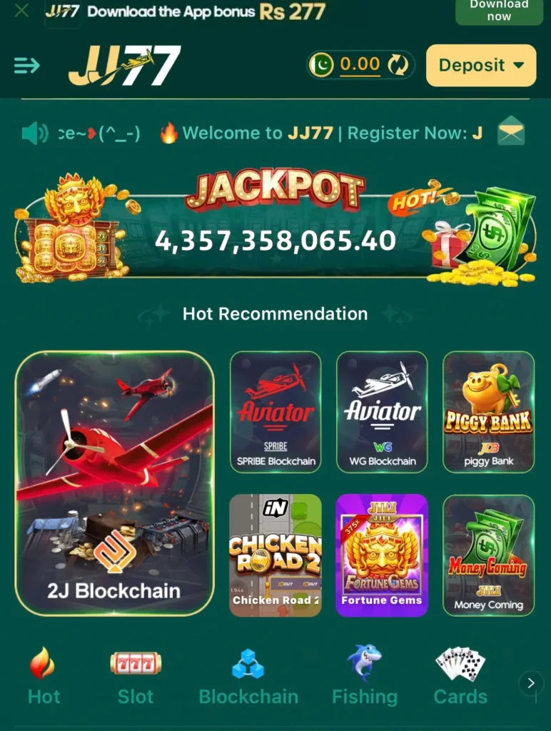 List of popular games on JJ77 including hot, slot, blockchain etc