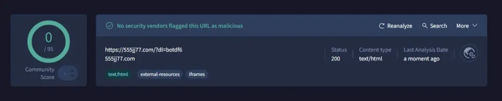 No virus detection in jj77 apk