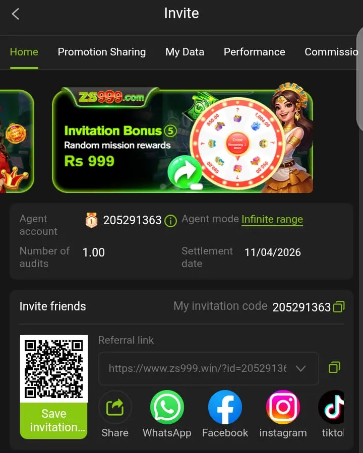 ZS999 game invite friends and earn commission
