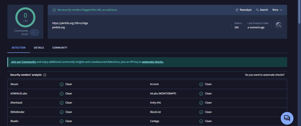 pkr656 tested on virustotal