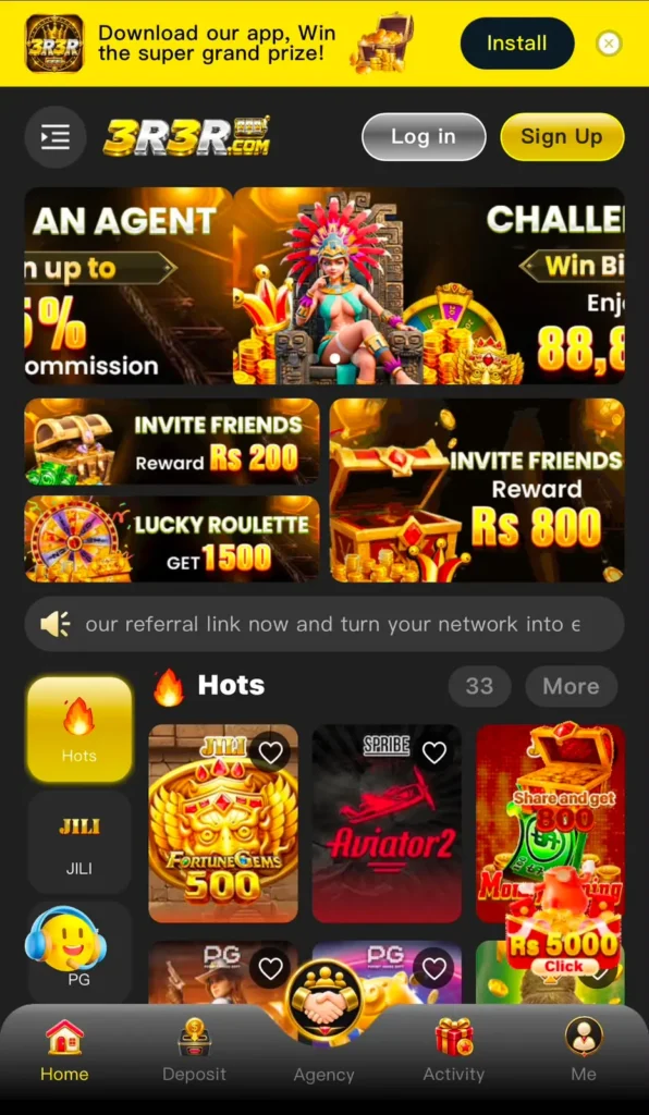 game categories inside the 3R3R.COM app
