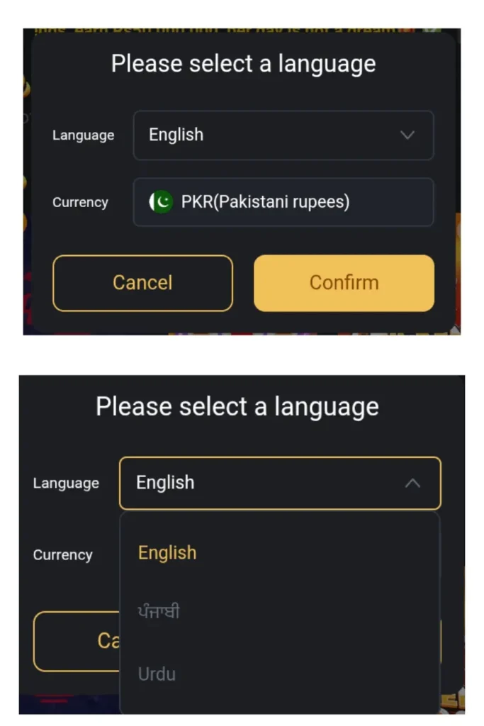 CB777 app language change option