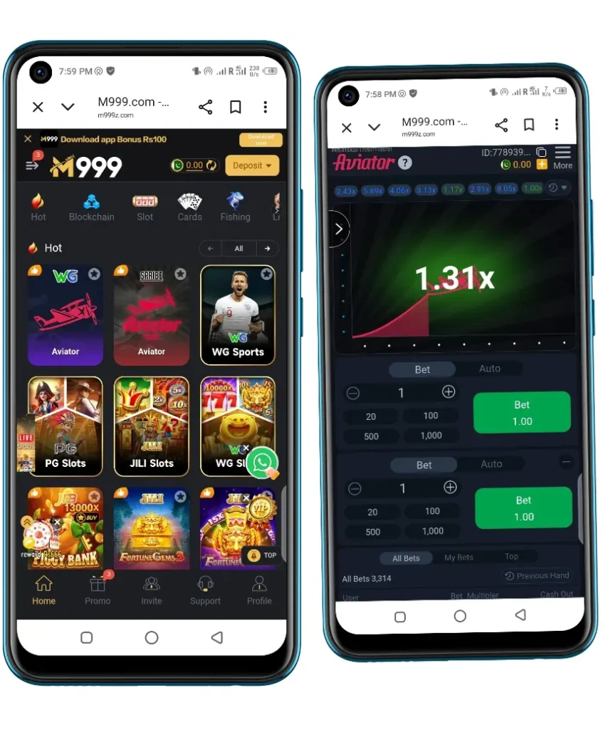 m999 game Dashboard layout showcasing games