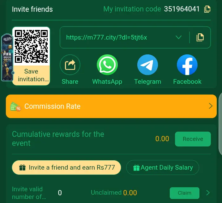 SKM777 invite and referral program - earn money by inviting friends